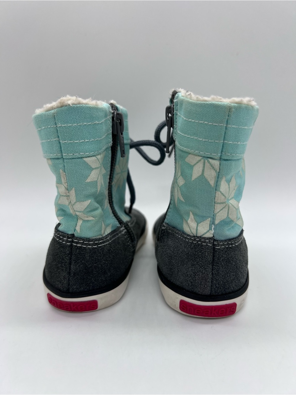 See Kai Run Baby Girl Teal Snowflake Winter Greta Boots with Gray Suede - Picture 3 of 10